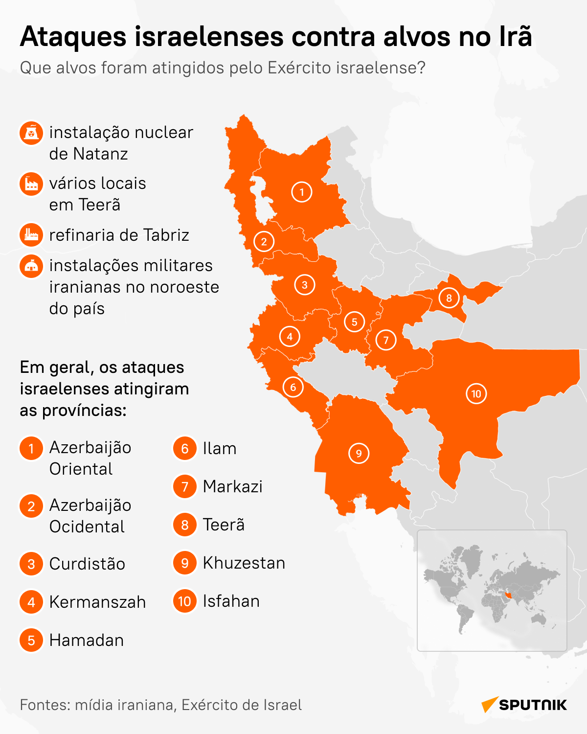 Veja infográfico sobre 'ataques preventivos' de Israel contra o Irã - Sputnik Brasil