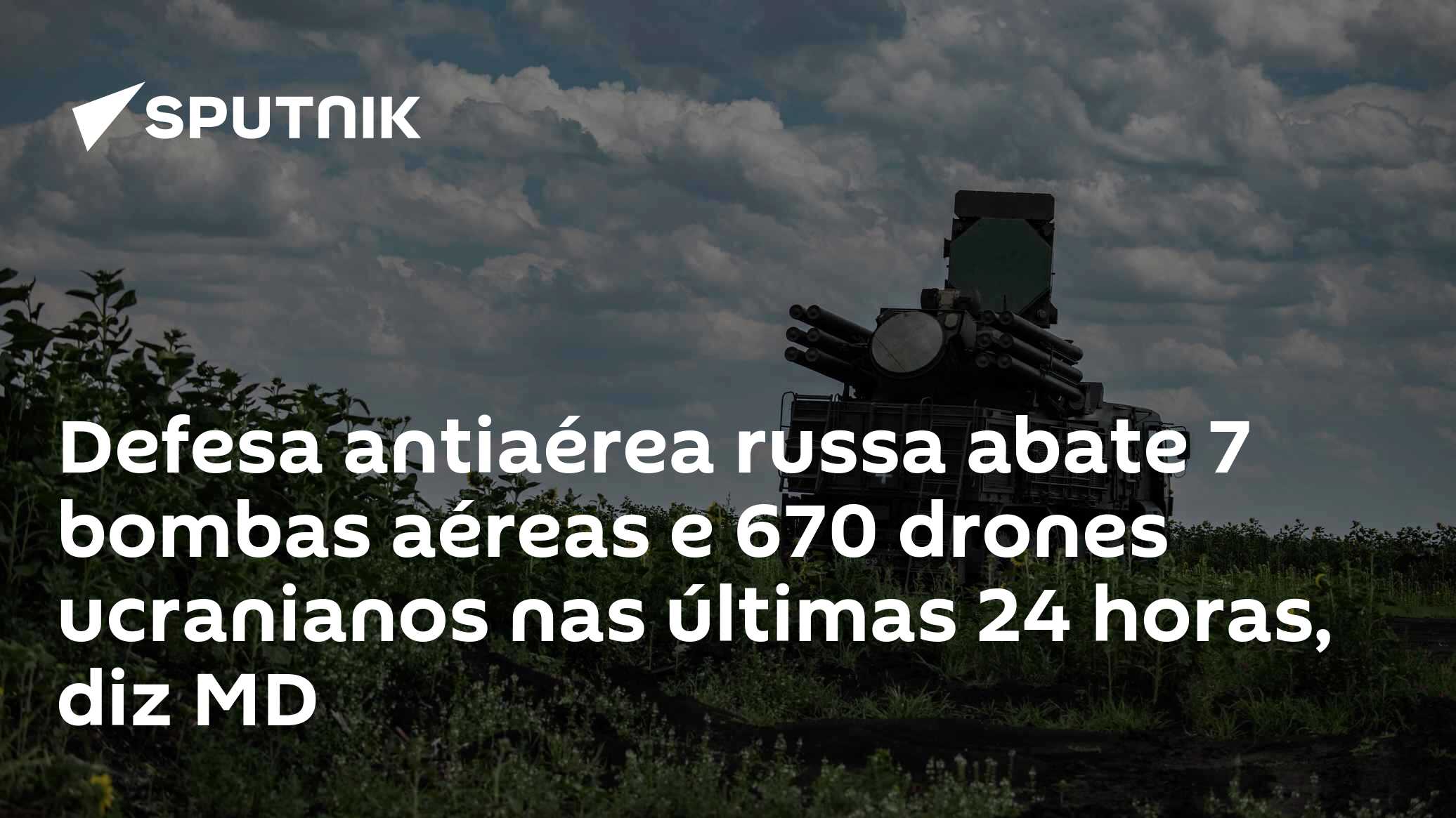 Defesa antiaérea russa abate 7 bombas aéreas e 670 drones ucranianos nas últimas 24 horas, diz MD