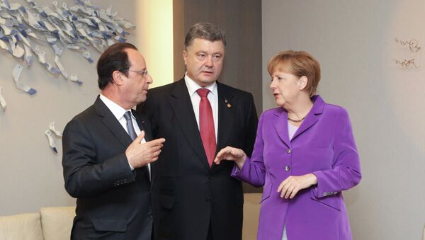 Reunião entre Merkel, Hollande e Poroshenko - Sputnik Brasil