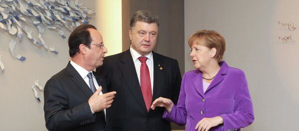 Reunião entre Merkel, Hollande e Poroshenko - Sputnik Brasil