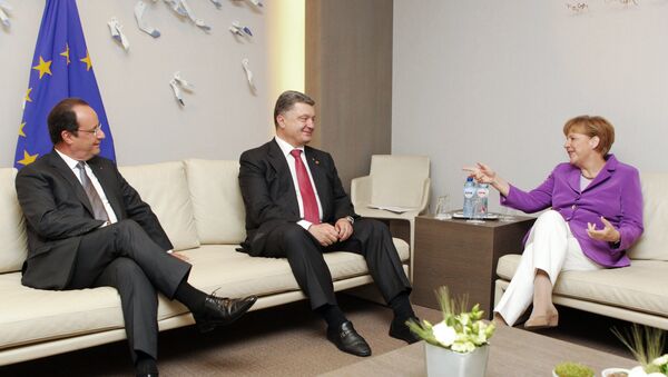 Reunião entre Merkel, Hollande e Poroshenko - Sputnik Brasil