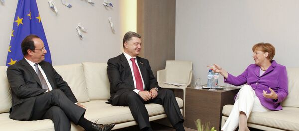 Reunião entre Merkel, Hollande e Poroshenko - Sputnik Brasil