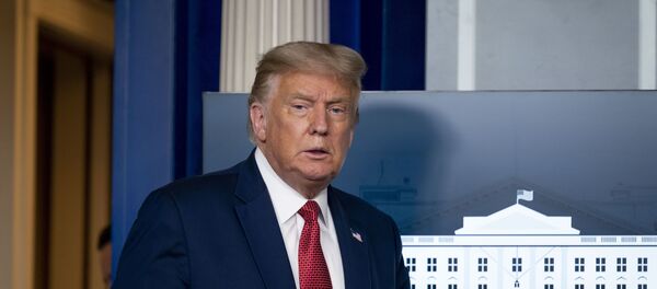 Presidente dos EUA, Donald Trump, chega à Sala de Imprensa da Casa Branca - Sputnik Brasil