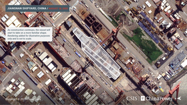 IMAGENS de satélite mostram progresso da construção de porta-aviões chinês Type 002 IMAGENS de satélite mostram progresso da construção de porta-aviões chinês Type 002 - Sputnik Brasil