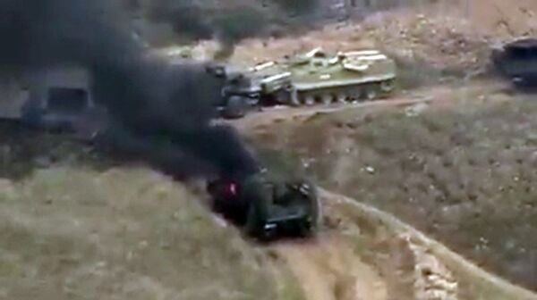 Veículos atingidos durante conflito militar em Nagorno-Karabakh
 - Sputnik Brasil
