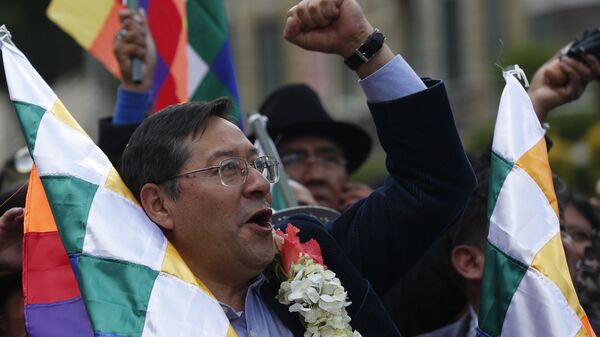 Candidato a presidente pelo MAS, Luis Arce, nas eleições bolivianas - Sputnik Brasil