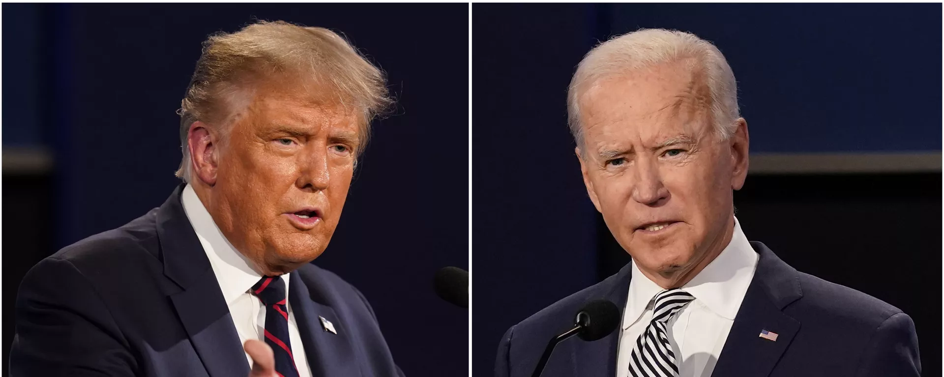 Fotos mostram Donald Trump e Joe Biden participando do primeiro debate presidencial. - Sputnik Brasil, 1920, 16.05.2024