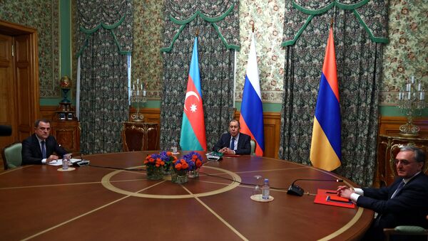 Negociações em Moscou entre Rússia, Armênia e Azerbaijão sobre o conflito em Nagorno-Karabakh. - Sputnik Brasil