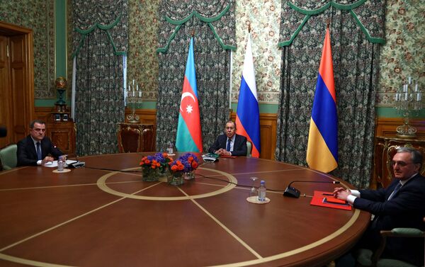 Negociações em Moscou entre Rússia, Armênia e Azerbaijão sobre o conflito em Nagorno-Karabakh. - Sputnik Brasil