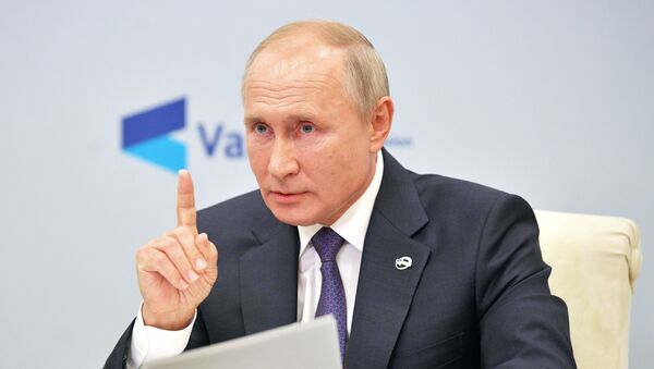 Presidente da Rússia, Vladimir Putin, discursa durante reunião do Clube de Discussão de Valdai, Moscou, Rússia, 22 de outubro de 2020  - Sputnik Brasil
