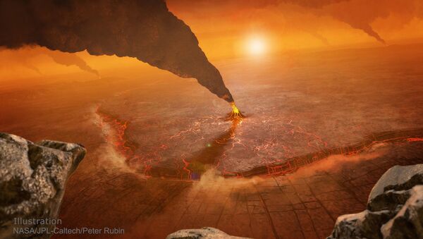 Representação artística de uma erupção vulcânica em Vênus - Sputnik Brasil