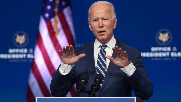 Presidente eleito dos Estados Unidos, o democrata Joe Biden, faz discurso em Delaware - Sputnik Brasil