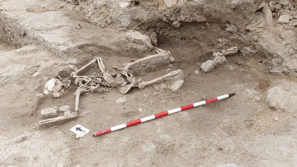 Esqueleto do século XIV encontrado no castelo de Guardamar, Espanha - Sputnik Brasil