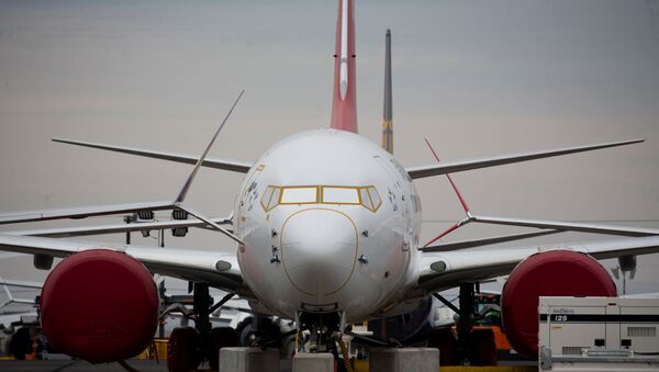 Boeing 737 MAX estacionado no Aeroporto Internacional de Grant County, nos EUA. - Sputnik Brasil