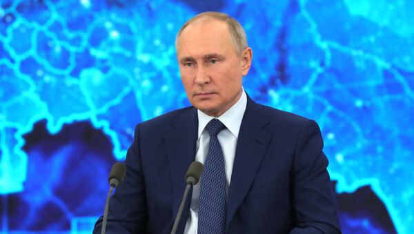 Grande coletiva do presidente da Rússia, Vladimir Putin, 17 de dezembro de 2020 - Sputnik Brasil