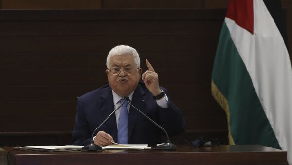 Mahmoud Abbas, presidente palestino, fala em reunião na cidade de Ramallah, Cisjordânia, 3 de setembro de 2020 - Sputnik Brasil