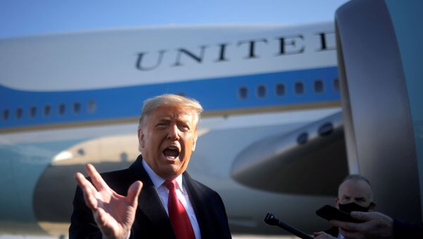 Donald Trump, presidente dos EUA, fala à mídia na Base Conjunta Andrews em Maryland, EUA, 12 de janeiro de 2021 - Sputnik Brasil