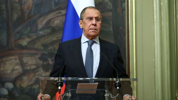 Sergei Lavrov, ministro das Relações Exteriores da Rússia, participa de coletiva de imprensa com seu homólogo da Arábia Saudita em Moscou, Rússia, 14 de janeiro de 2021 - Sputnik Brasil