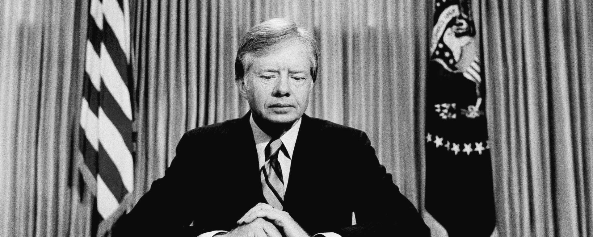 Presidente dos EUA, Jimmy Carter, anuncia em rede nacional o fracasso da operação Garra de Águia, em Washington, EUA, 25 de abril de 1980 - Sputnik Brasil, 1920, 29.12.2024