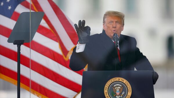 Donald Trump, presidente dos EUA, gesticula durante comício em Washington, EUA, 6 de janeiro de 2021 - Sputnik Brasil
