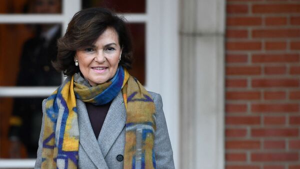 A primeira vice-presidente de governo da Espanha, Carmen Calvo - Sputnik Brasil