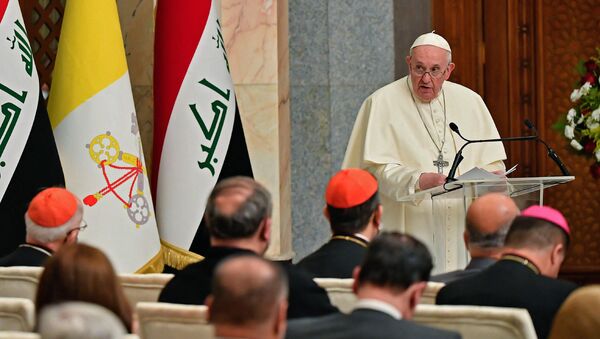 Papa Francisco realiza discurso no palácio presidencial de Bagdá - Sputnik Brasil