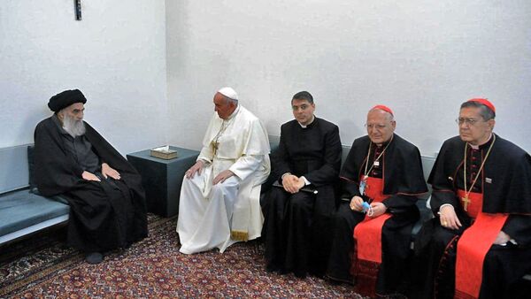 O encontro do papa Francisco com o aiatolá Ali al-Sistani no Iraque - Sputnik Brasil