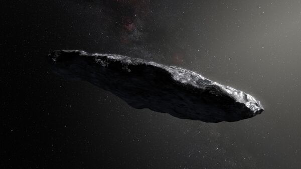  Impressão artística do primeiro asteróide interestelar, Oumuamua, capturado por telescópio localizado no Chile - Sputnik Brasil