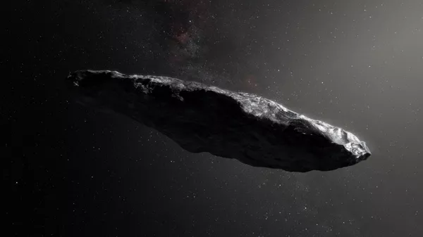  Impressão artística do primeiro asteróide interestelar, Oumuamua, capturado por telescópio localizado no Chile - Sputnik Brasil