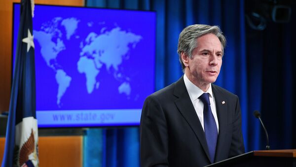 O secretário de Estado dos EUA, Antony Blinken, fala durante o lançamento dos relatórios de 2020 sobre práticas de Direitos Humanos no Departamento de Estado, em Washington, DC, EUA, 30 de março de 2021 - Sputnik Brasil