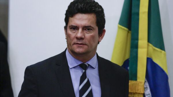 O ex-juiz e ex-ministro, Sergio Moro, durante pronunciamento à imprensa.  - Sputnik Brasil