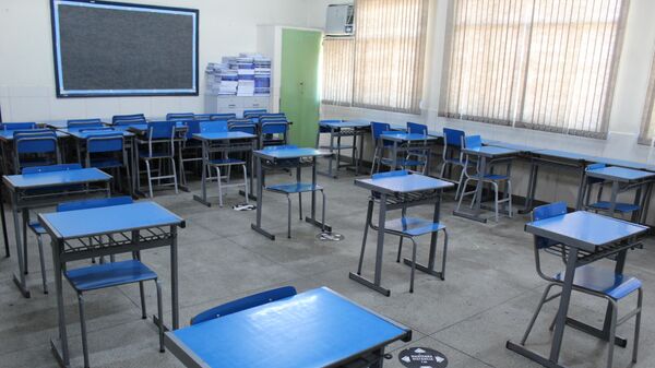Sala de aula da Escola Municipal João de Camargo, em São Cristóvão, no Rio de Janeiro, no dia 3 de março de 2021 - Sputnik Brasil