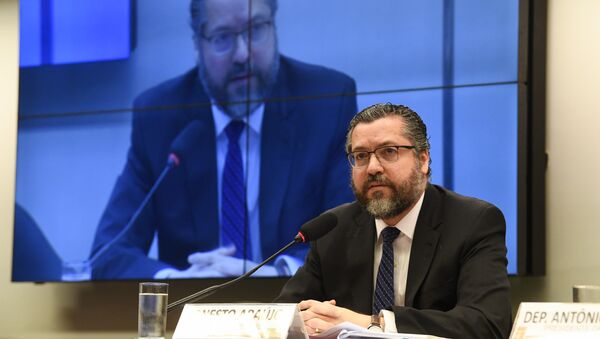 O ex-ministro Ernesto Araújo, durante audiência pública na Comissão de Seguridade Social e Família da Câmara dos Deputados, em 7 de agosto de 2019 - Sputnik Brasil