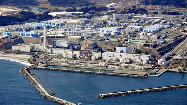 Vista aérea da usina nuclear danificada de Fukushima, na cidade de Okuma, Japão, em 13 de fevereiro de 2021 - Sputnik Brasil