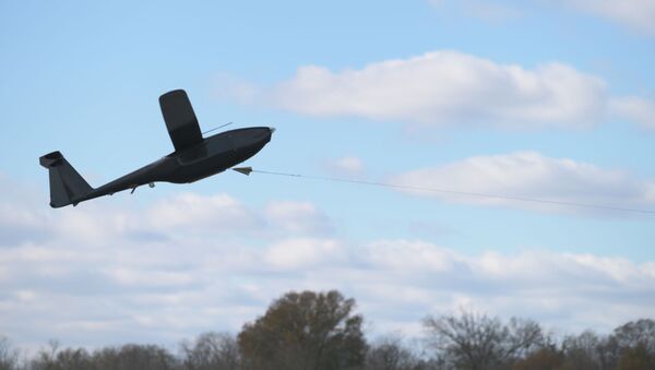 Engenheiros do Laboratório de Pesquisa Naval dos EUA demonstram o Hybrid Tiger, um veículo aéreo elétrico não tripulado com capacidade de voo de resistência de vários dias no Aberdeen Proving Grounds, em Maryland, em 18 de novembro. Esta foi a primeira vez que o Hybrid Tiger voou em um ciclo diurno completo, de 24 horas período do dia e da noite, e seu vôo mais longo até agora - Sputnik Brasil