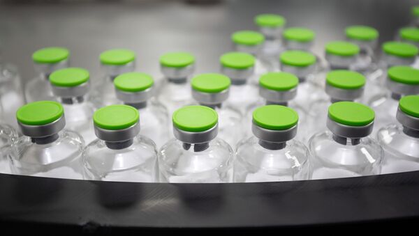 A view shows vials at a factory of Pharmasyntez pharmaceutical firm, which produces the remdesivir antiviral drug called Remdeform, in Irkutsk, Russia January 22, 2021. - Sputnik Brasil