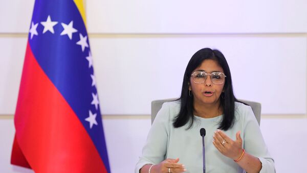 Delcy Rodríguez, vice-presidente da Venezuela, durante coletiva de imprensa em Caracas, Venezuela, 7 de abril de 2021 - Sputnik Brasil