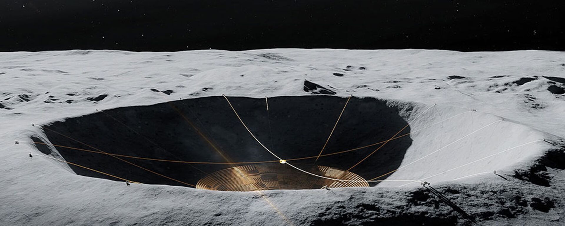 Conceito do Radiotelescópio da Cratera Lunar  no lado oculto da Lua - Sputnik Brasil, 1920, 25.06.2022