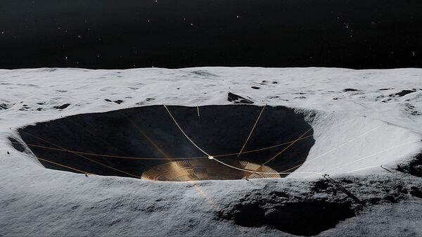 Conceito do Radiotelescópio da Cratera Lunar  no lado oculto da Lua - Sputnik Brasil