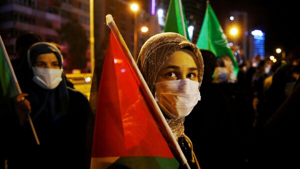 Ativista participa de ato em solidariedade à Palestina em Ancara, Turquia, 10 de maio de 2021  - Sputnik Brasil