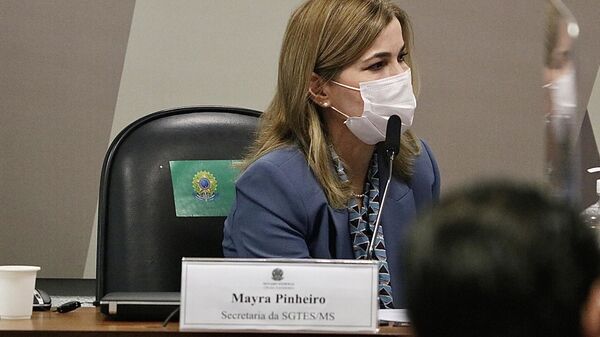 Secretária do Ministério da Saúde, Mayra Pinheiro, depõe na CPI da Covid no Senado Federal em Brasília (DF) - Sputnik Brasil