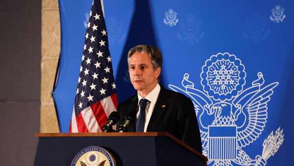 Secretário de Estado dos EUA, Antony Blinken, participa de coletiva de imprensa em Jerusalém - Sputnik Brasil