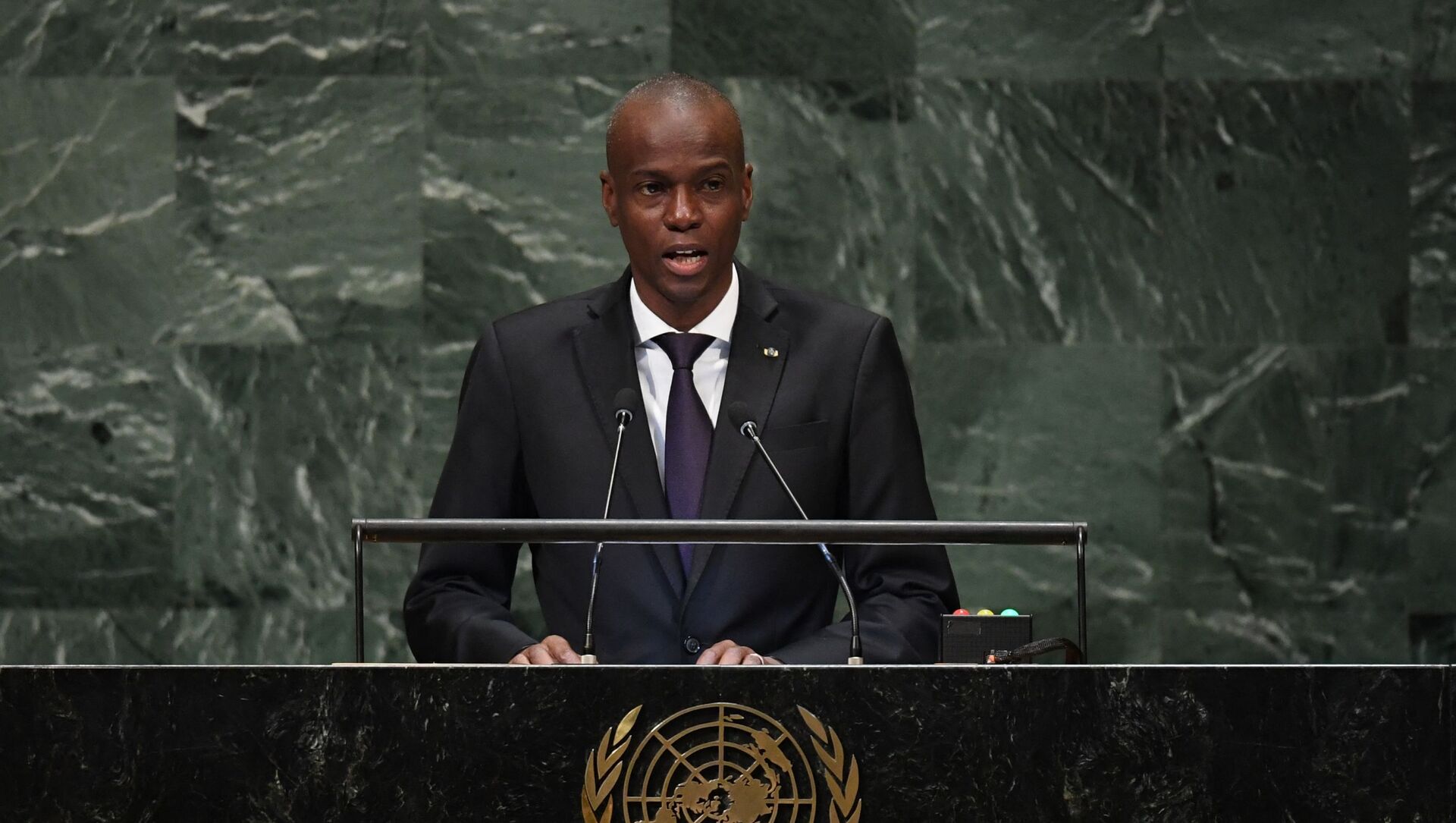 Jovenel Moïse, presidente do Haiti, discursa na 73ª sessão da Assembleia Geral nas Nações Unidas em Nova York, EUA, em 2018. Foto de arquivo - Sputnik Brasil, 1920, 07.07.2021