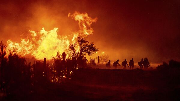 Bombeiros combatem incêndio, em Doyle, norte da Califórnia, EUA, 9 de julho de 2021 - Sputnik Brasil