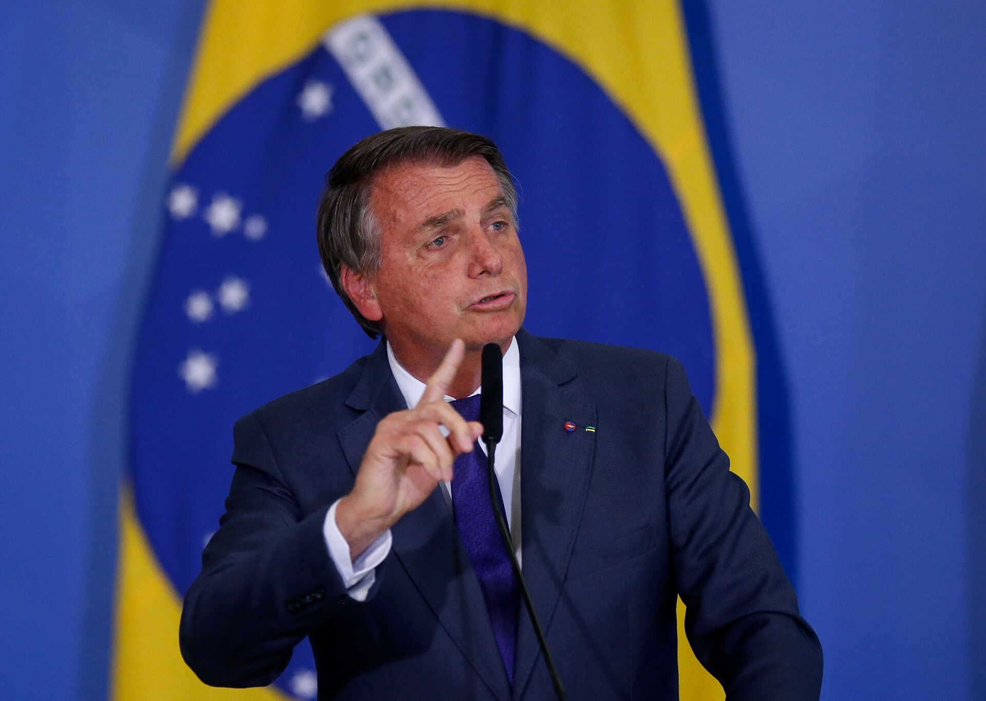 Presidente Jair Bolsonaro durante cerimônia no Palácio do Planalto. Foto de arquivo - Sputnik Brasil, 1920, 09.11.2021