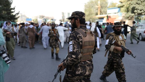 Combatentes talibãs durante protesto em Cabul, Afeganistão 
 - Sputnik Brasil