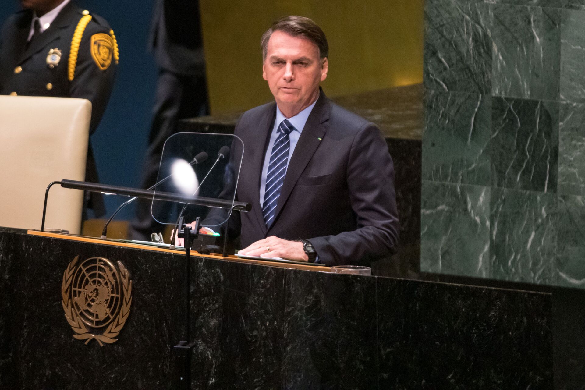 Presidente Jair Bolsonaro discursa na abertura da Assembleia Geral da ONU, em Nova York (EUA), 24 de setembro de 2019 - Sputnik Brasil, 1920, 09.02.2022