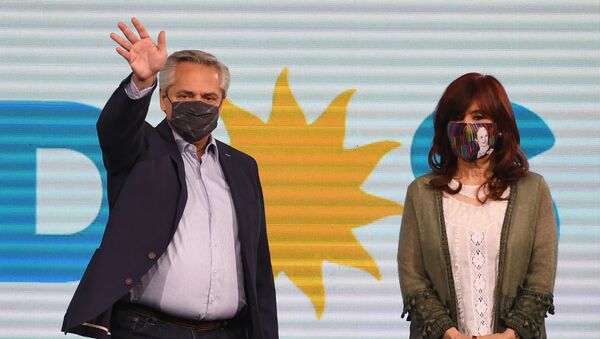 Presidente da Argentina Alberto Fernández e a vice-presidente Cristina Kirchner em Buenos Aires, em 13 de setembro de 2021 - Sputnik Brasil