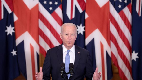Presidente dos EUA, Joe Biden discursa sobre aliança com a Austrália e o Reino Unido durante evento na Casa Branca  - Sputnik Brasil