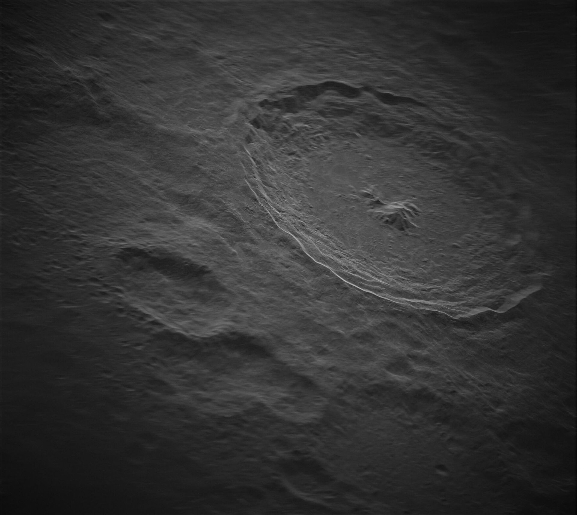 Imagem processada da cratera Tycho na Lua com resolução de cinco metros por cinco metros. A imagem mostra uma área de 200 por 175 quilômetros - Sputnik Brasil, 1920, 30.05.2022